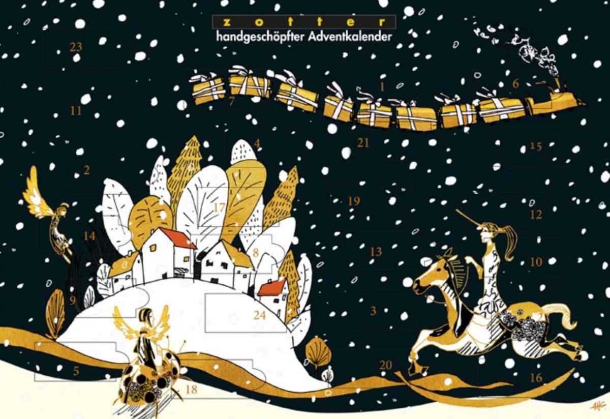 Adventskalender von Zotter mit handgeschöpften Schokoladen